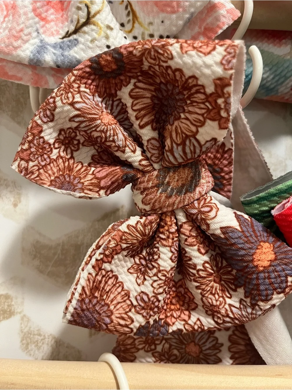 Baby Floral & Patterned Bow Headband Set- Pink, Orange, Red, Green